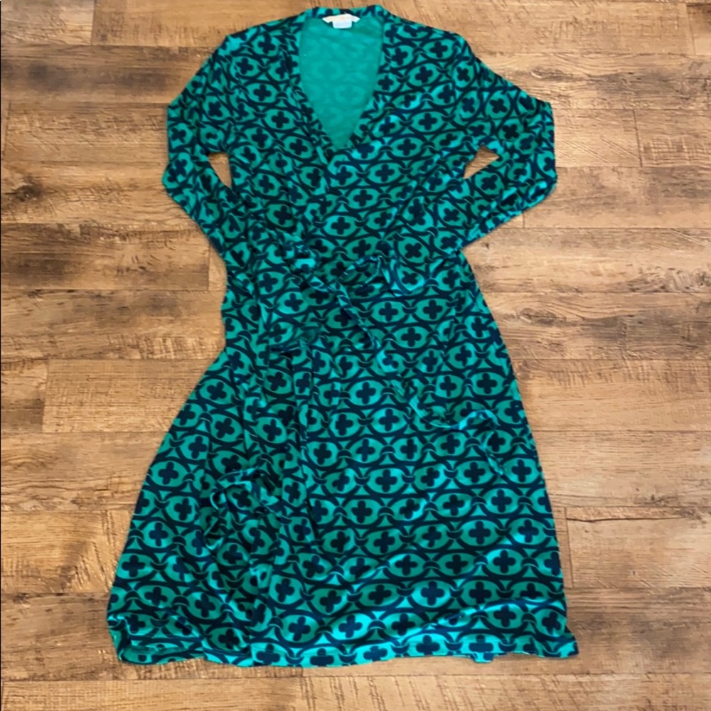 Boden Green Wrap Dress Size 8